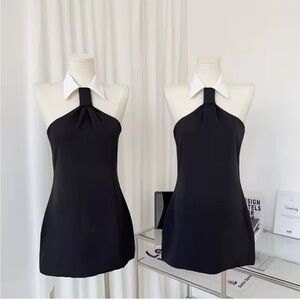 Collared Backless Mini Dress